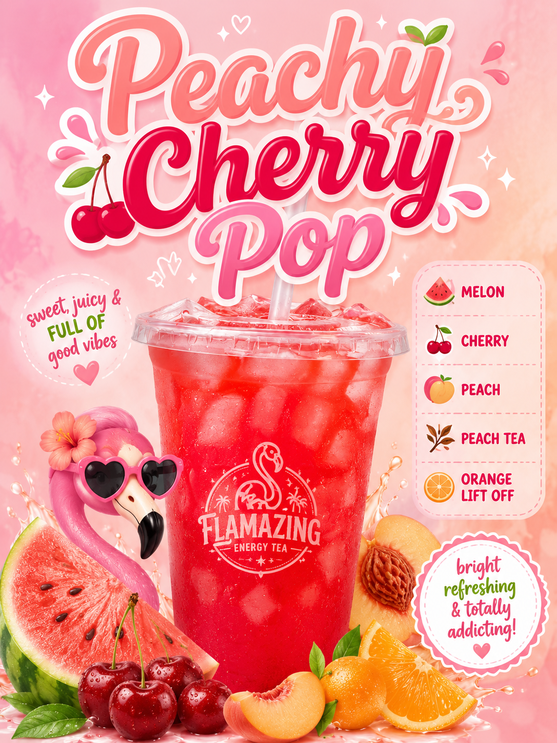 PEACHY CHERRY POP loaded tea